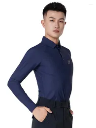 Stage Wear 2024 Men's Modern Dance Top Long Sleeve Ballroom Practice Clothes Latin Shirt F5003