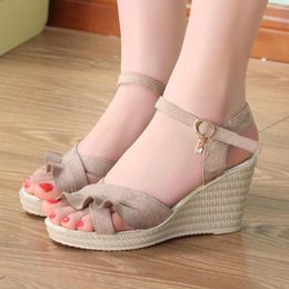 Sandals Summer Korean High Heels Thick Bottom Open Toe Buckle Strap Wedges For Women Fashion Dressy Daily Shoes