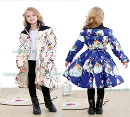 Winter Princess Girl Down Coat 412T Kids 90 White Downfilled Jacket 5 Colours Children Slim Long Outerwear2199768