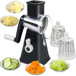 LMETJMA Rotary Cheese Grater with Handle Manual Vegetable Graters Shredder Slicer Nuts Grinder Strong Suction Base JT122 240104