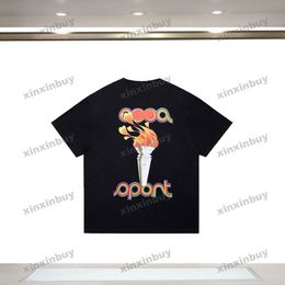 xinxinbuy 2024 Men designer Tee t shirt Paris torch printing Crew Neck short sleeve cotton women Black gray red S-3XL