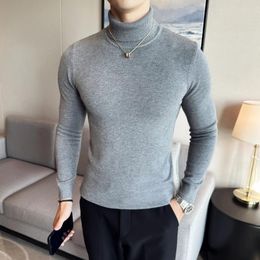 Men's Sweaters 2024 Autumn Winter Men Thin Turtleneck Sweater Warm Solid Color Slim Pullover Knitted Bottoming Shirt