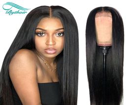 Bythair Silky Straight 13X6 HD Lace Front Human Hair Wig With Baby Hairs Natural Black Colour Pre Plucked hairline8132560
