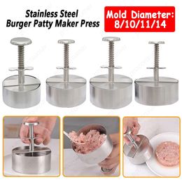 Hamburger Patty Maker Press Stainless Steel NonStick Round Manual Rice Pork Beef Ball Mold 8101114CM Diameter Kitchen Tools 240103