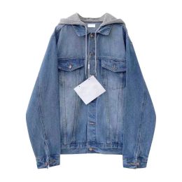 Giacche con cappuccio da donna firmate CE Cappotti corti da donna in denim Autunno primavera stile slim per giacca da donna Cappotto firmato con bottoni Lettere Abbigliamento classico E131