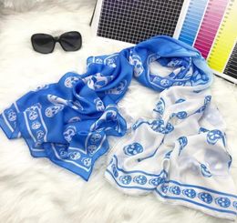 Scarves Women Gradient Skull Print Silk Scarfs Shawls For Ladies Headband Foulard Chiffon Echarpe Designer BandanaScarves ScarvesS9382212