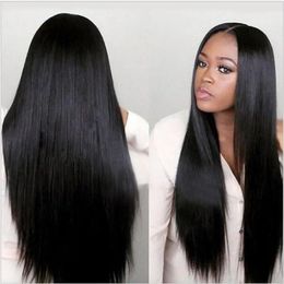 Wigs Fashion Soft Lace Wigs Long Black Silky Straight Long Human Hair Wigs for Black Women Heat Resistant Glueless Synthetic Lace Front