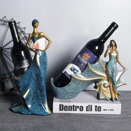 Resin Lady Wine Bottle Holder Figurines European Creative Ornament Rack Craft Decoration Decor for Home 240104