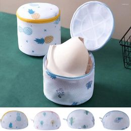 Laundry Bags Polyester Mesh Printed Bra Sandwich Fixed Cylinder Storage Bag With Zipper Anti-Deformation Washing