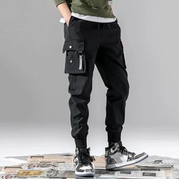 Harajuku Casual Cargo Pants for Men Black Wear-resistant Jogger Trousers Multi Pockets Male Slim-fit Pant Streetwear Japanese 240103