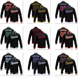 3D Printing Custom Name Black Jacket Colorful Font Full Snap Jacket Unisex Team Gift Winter Arrival 1 240103
