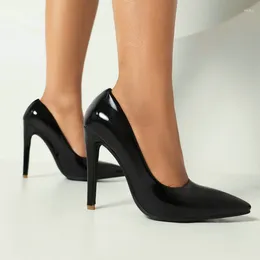 Dress Shoes Black White Women High Heel Pointed Toe Thin Ladies Pumps PU Leather Qualify Shallow Fashion