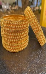 Bangle 4pcs Dubai Bangles For Women Gold Color Islam Middle East 24k Ethiopian Bracelets Wedding Jewelry African Gifts7653843