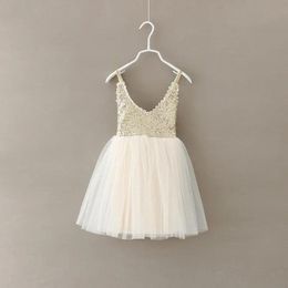 Dresses Girls Sequins princess dress 2015 latest summer children gold sequins suspender tulle tutu dress kids party dress