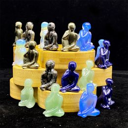 Decorative Figurines Natural Stone Thinker Statue Nordic Art Abstract Yoga Figurine Healing Crystals Crafts Home/Desktop Decor