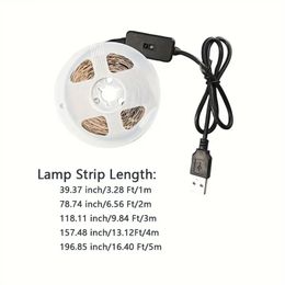 16.4Ft USB Sensor Strip Lights, With PIR Motion Hand Scan LED Night Light, With Adjustable Brightness, For Bedroom, Home, Kitchen, Wardrobe Decoration