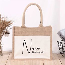 Personalised Name Bridesmaid Tote Bag Gift Bag For Bridesmaid Custom Reusable Shopping Storage Bags High Quality Jute Bag 240103