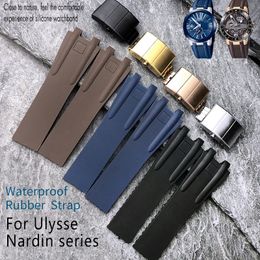 26mm 20mm SilICONe Rubber Watch Band Fit for Black Blue Brown Waterproof Strap Steel Folding Buckle Wrist Tools 240104