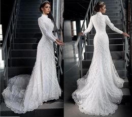 Vintage Modest Lace Wedding Dresses Long Sleeve Tradional Catholic Christian Wedding Gown Muslim Dubai Arabic Bridal Appliques Rea5106786