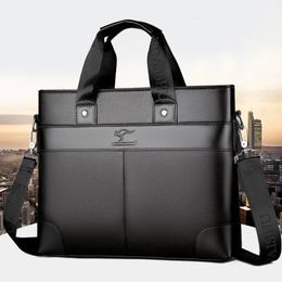 Casual Business Men's Briefcase Large Capacity Shoulder Messenger Bag Leather Man Handbag Office Laptop 240104