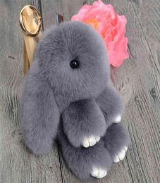 Cute Natural Rabbit Fur Pom Bunny Keychain Women y Rabbits Key Chain On Bag Car Trinket Jewellery Wedding Party Toy Gift AA2203188391904