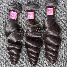 Weaves 10 28 indian hair weaves 4pcs lot virgin human hair loose wave extensions natural Colour bellahair double weft