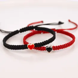 Charm Bracelets Trendy Black Red White Woven Thread Rope Lucky Bracelet Women Men Lover Charms Adjustable Jewellery For Lovers' Gift