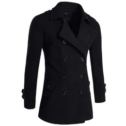 Men British Style Double Breasted Trench top Coat Mens Long trench Masculino male Clothing Classic Drop Overcoat 240104