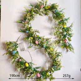 Decorative Flowers 190cm Easter Egg Vine With Light Simulated Fake Garland Plant Artificial Plastic Hanging Home El Party Garden Decor