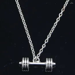 Chains 20pcs Fashion Necklace 25x7x7mm Fitness Equipment Barbell Pendants Short Long Women Men Colar Gift Jewelry Choker