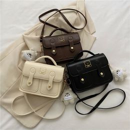 Ladies Cute Bear Print Crossbody Bag Pure Colour Shoulder Bags for Women Wholesale PU Leather Casual Square Handbags FMT-4291