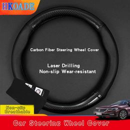 Steering Wheel Covers Carbon Fibre Leather Car Accessories Steering Wheel Cover For vagBMW Seat Opel Peugeot Hyundai Ford Mazda Toyota HondaL24014