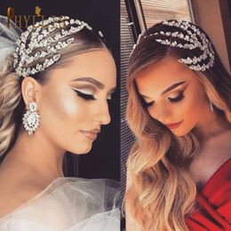 A271 Bridal Headpiece Baroque Headwear Crystal Hair Jewellery Pageant Crown Rhinestone Headband Wedding Crown Tiara Hair Ornaments 240103