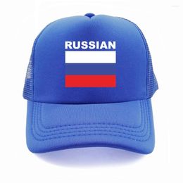 Ball Caps Russian Trucker Cap Summer Men Cool Country Flag Hat Baseball Unisex Outdoor Mesh Net