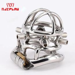 Devices New Arrival Chastity Devices Male Chastity Spikes Stainless Steel Spiked Cock Cage Penis Locking for Men Bondage Rings with 6 Scre