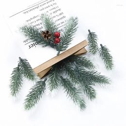 Decorative Flowers 10pcs Plastic Pine Needles Snowflake Artificial Plants Fake For Scrapbooking Christmas Decorations Home Diy Gift Box