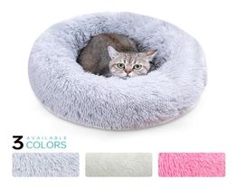 Cat Beds Furniture Round Dog Bed Long Plush Kennel Washable House Soft Cotton Mats Sofa For Small Large Chihuahua Basket Pet8991187