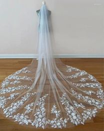 Bridal Veils Flowery Wedding Veil Floral Cathedral Lace Applique 1 Tier Long Velo De Novia Vail Accessories