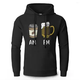 Men's Hoodies Coffee And Beer Printed Cotton Classic Graphic Hooded Sweatshirts For Men Pullover Tops