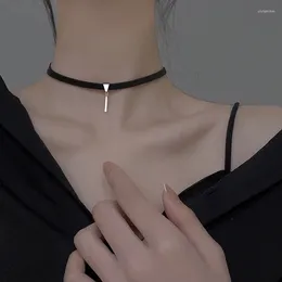 Pendants Collar Necklace Female Summer Net Red Sterling Silver Pendant Accessory Black Niche Premium Sense Collarbone Chain Choker Strap