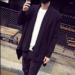 Men's Hoodies Coat Spring Autumn Mid-length Irregular Cape Casual Shawl Large Size Windbreaker Yamamoto Style Black