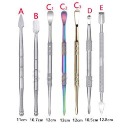 2pcs Silver Rainbow Colour Smoking Accessory Stainless Steel Wax Oil Dabber Tool Dry Herb Dab Tools for Silicone Container Glass Water Bong