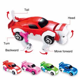 Cool Clockwork Automatic Transform Car Vehicle Wind Up Dinosaur Dog Deformation Toy For Children Kids Boy Girl Gift 240104