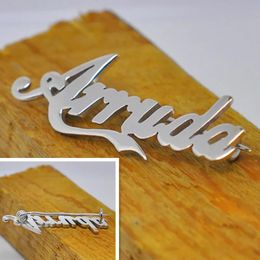 Polish Personalized Name Brooch 925 Solid Silver Company Sign Custom Nameplate Pin Souvenir Party Keepsake Jewelry broche