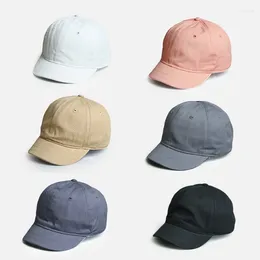 Berets Solid Colour Short Brim Cotton Baseball Cap Men Casual Vintage Dad Hat Male Adjustable Sports Visor Sun