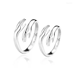 Cluster Rings 2024 925 Sterling Silver Jewelry Fashion Creative Hands Embracing Ring Male Europe And America Gifts For Lovers Selling