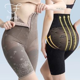 Flarixa Slimming Sheath Woman Flat Belly Shaping Panties Waist Trainer Body Shaper Zipper Butt Lift Tummy Control Shorts Corset 240103