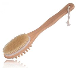 Natural Boar Bristle Wooden Bath and Body Brush Back Brush with Long Handle Exfoliate Skin Brushes SN30792193592