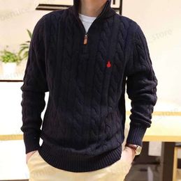 Men's Sweaters Mens Sweater Designer Polo Half Zipper Ralphs Hoodie Long Sleeve Knitted Horse Twist High Collar Men Woman Laurens Embroidery Fashion Top T24