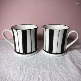 Mugs Ceramic Mug With Black And White Contrasting Stripes Water Cup For Office Use Breakfast Family Couple's